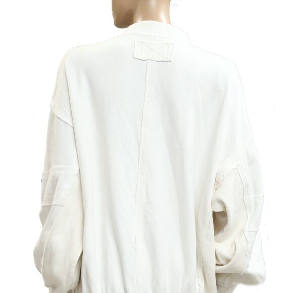 Free People Lou Moto Zip Jacket Sweatshirt Top Oversized Long Sleeve M 282854 - Picture 8 of 9